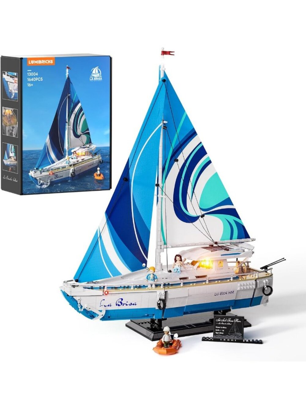 Sailboat Lighting Building Bricks Set - 1640 Pcs City Yacht Display for Adults